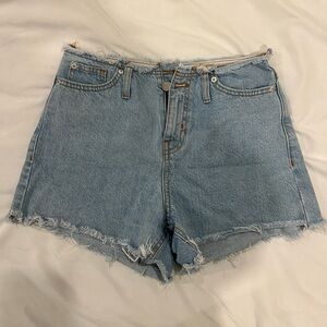 BDG Light Blue Frayed Jean Shorts